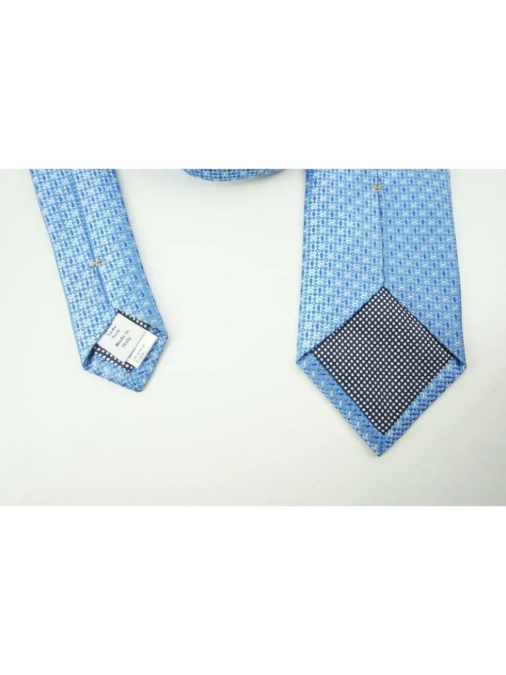 Eton Sapphire Baby Blue Woven Geometric 100% Silk Tie Brand New With Tags